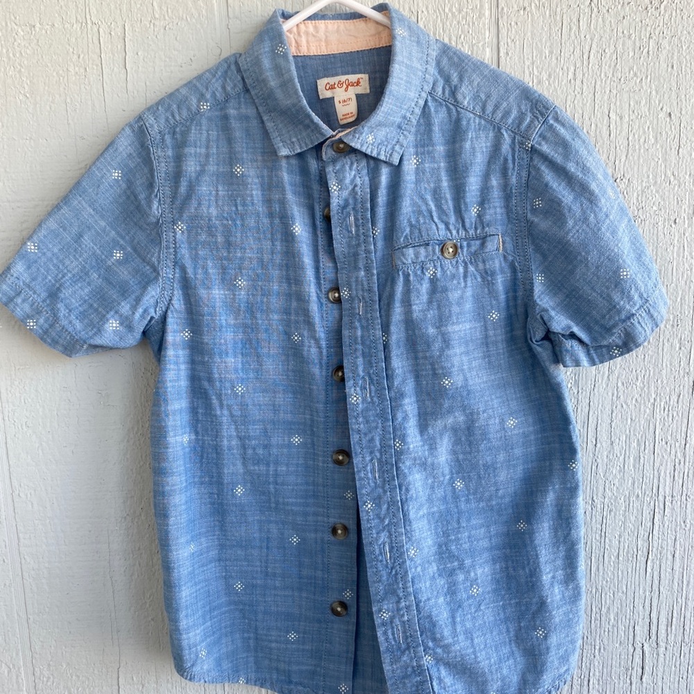 Cat and Jack blue button up dress shirt